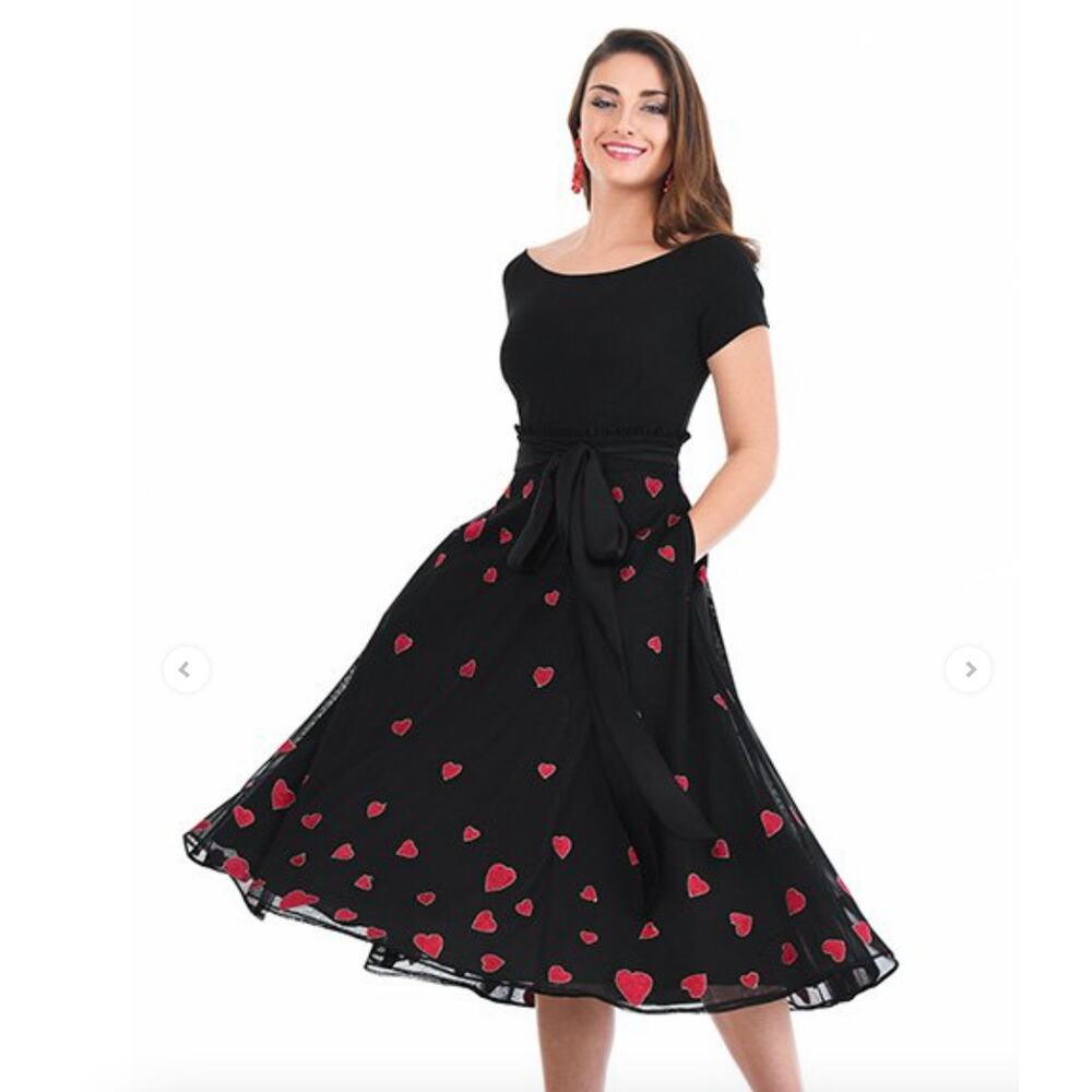 Heart embellished mixed media dress eShakti